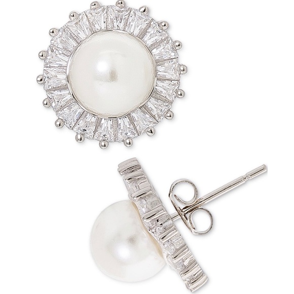 Jewelry - Pearl and CZ Earrings in Sterling Silver